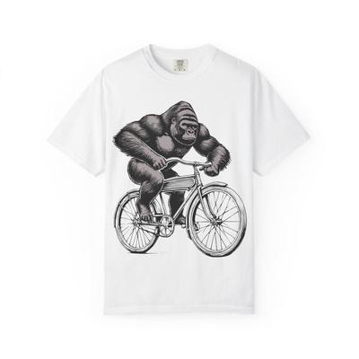 Gorilla Bicycle T-Shirt: Funny Animal Graphic Tee, Cyclist Gift