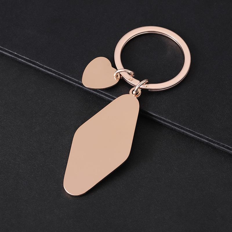 Stainless Steel Rhombus Laser-Engraved Color Keychain Gift