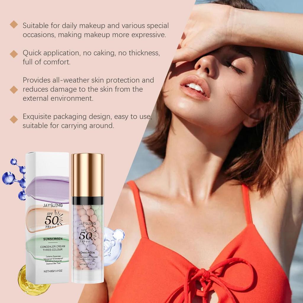 Tri-Color Protective Barrier Cream Concealer Barrier Cream Skin Care Moisturizing Blemish Coverage Smooth Makeup Holding
