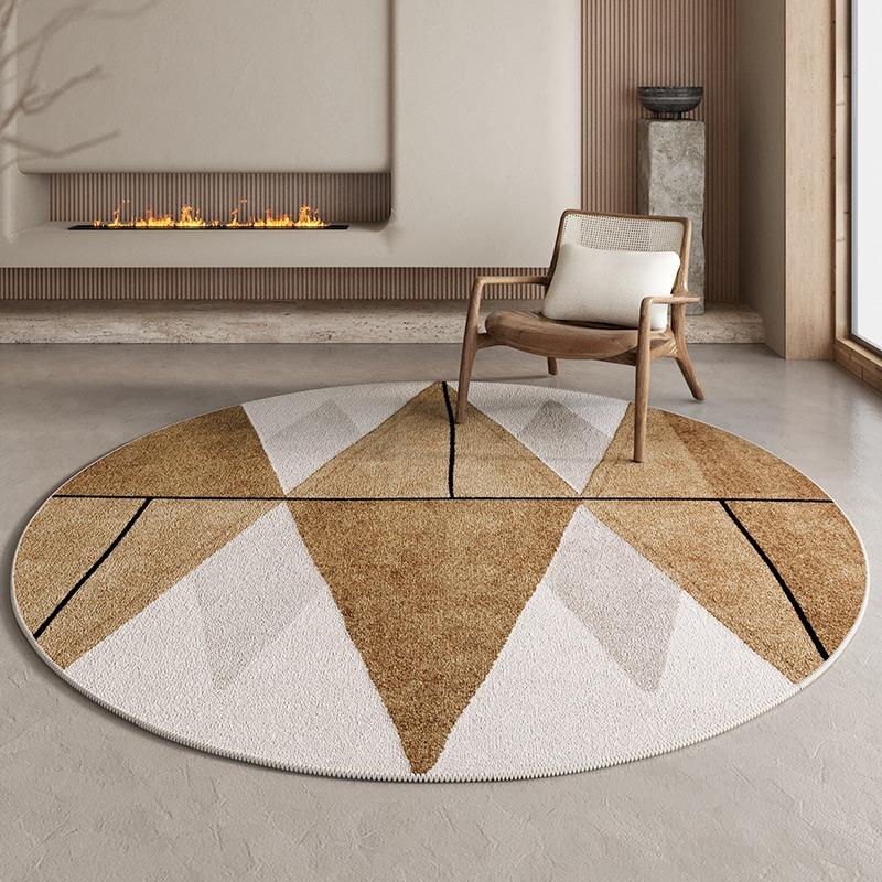 Round Living Room Carpet Large Size Chair Floor Mat Bedroom Bedside Carpets Brown Rug High-end French Style Home Decoration Rugs