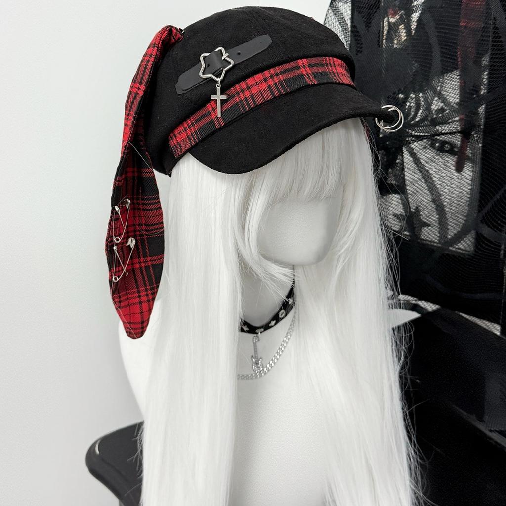 Rabbit Ears Gothic Subcultural Fashion Steampunk Spicy Girl Women Punk Detachable Baseball Cap Long Bunny Ear Beret Sun Hats