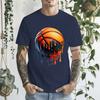 Melting Basketball Art Unisexs Front Print T Shirt Cool Sports Graphic Tee Casual Short Sleeve Top Great Gift For Basketball Fans