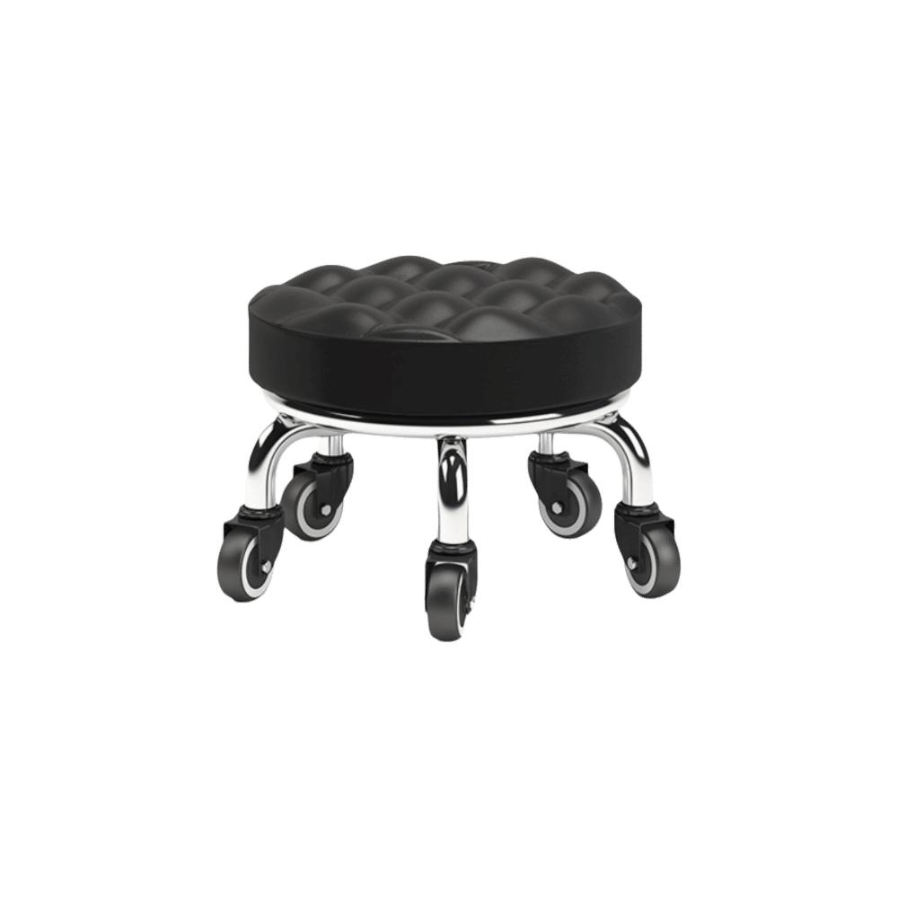 PU Leather Rotating Rolling Stool Waterproof 360 Degree Rotating Rolling Pulley Chair Sturdy Universal Wheel Low Seat Nail Salon