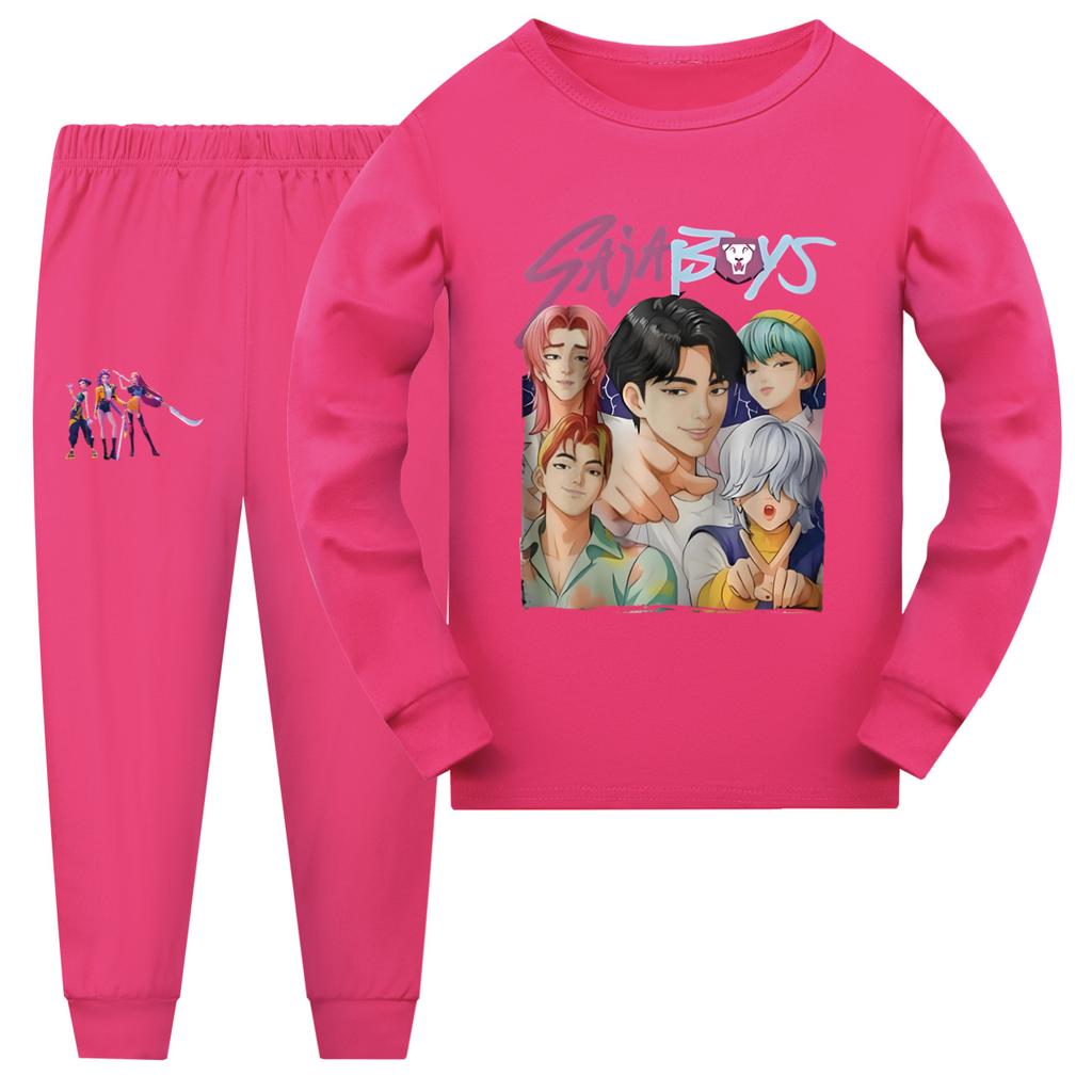 Kpop Hexenjagd Saja Jungen Niedlich Bequem Weich Bedruckt Jungen Mädchen Langarm Vielseitige Mode Schlafanzug-Set