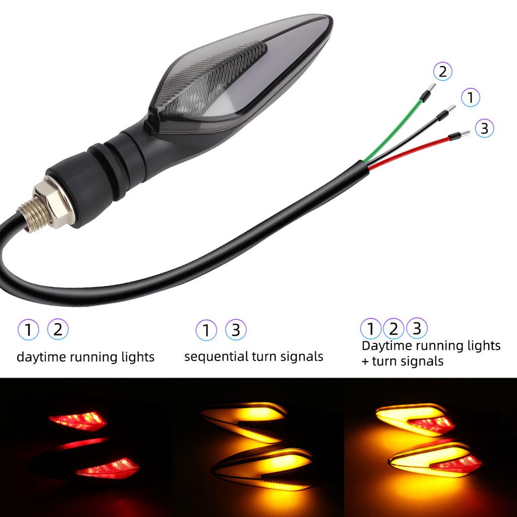 2PCS Motorcycle LED Turn Signal Lamp Warning Blinker Rear Tail Lights  Indicator Lights Dual Color DRL Running Light Universal