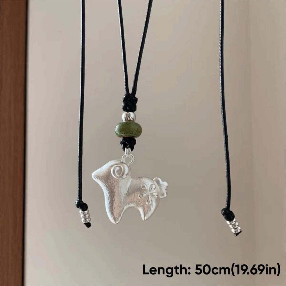 Bohemian Vintage Long Necklace Adjustable Sweater Chain Gifts Sheep Pendant Necklace Daily Wear