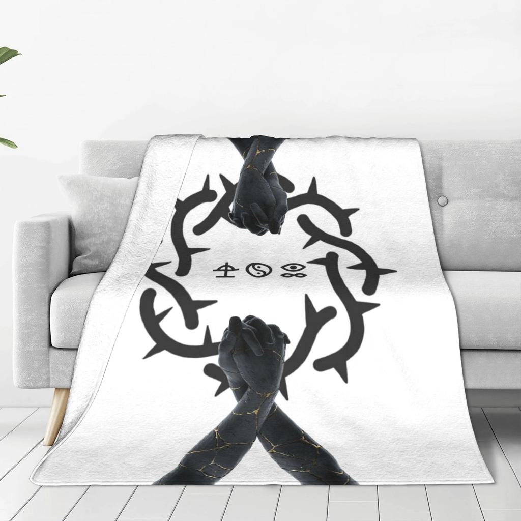 Bad Omens Logo Metalcore Merchandise Black Metal Blanket Flannel Sofa Throw Blanket for Couch Bedding Travel Throws Bedspread
