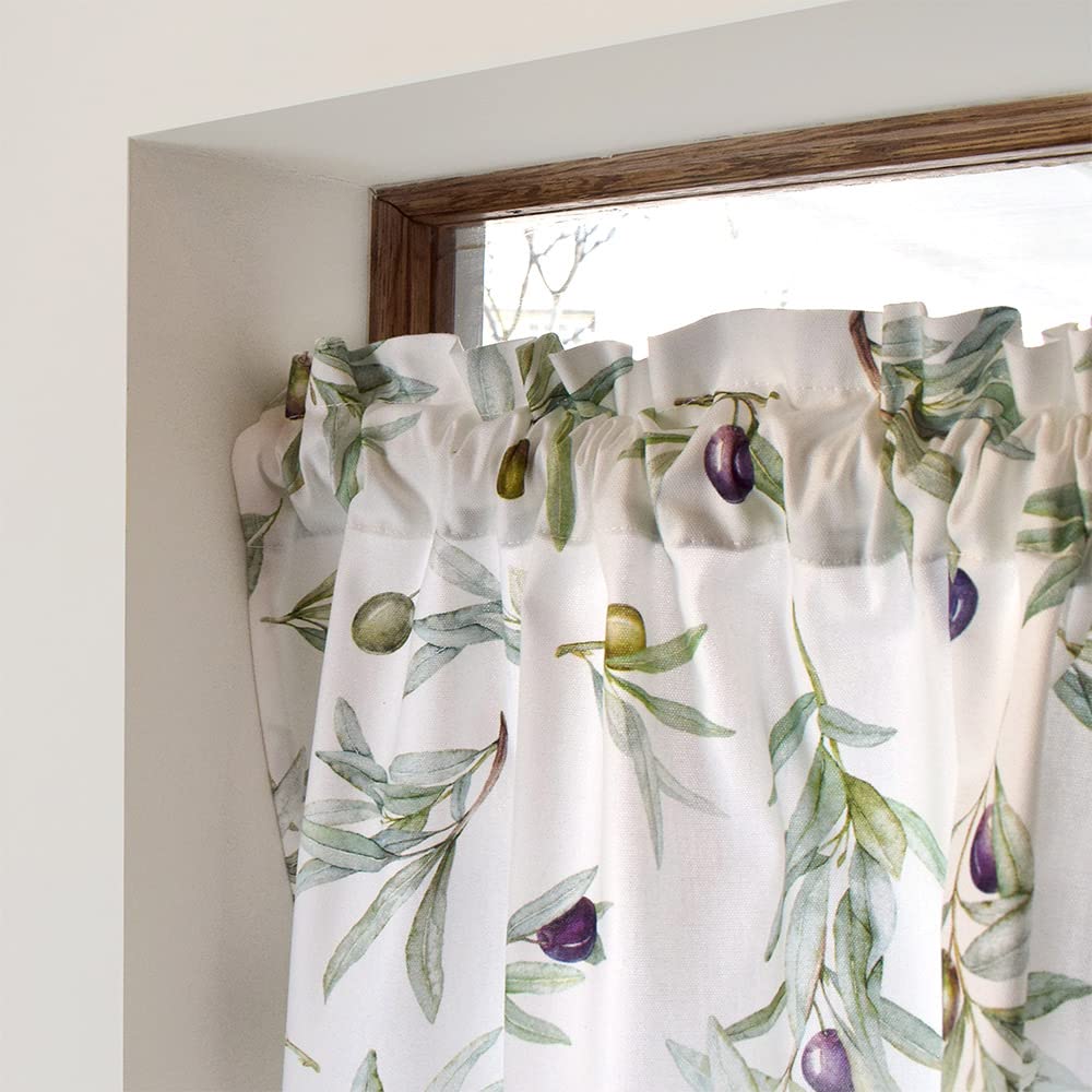 STYLE Decor Cafe for Small Stylish Privacy 72cm Long x 100cm Olive W3901910 Curtain, 100% Cotton, Windows, Screen, Wide, Washable, Green,