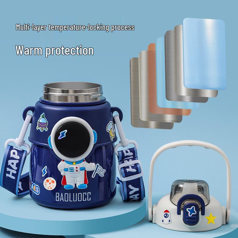 Astronaut Insulated Water Bottle for Kids - 316 Stainless Steel, Large Capacity with Straw