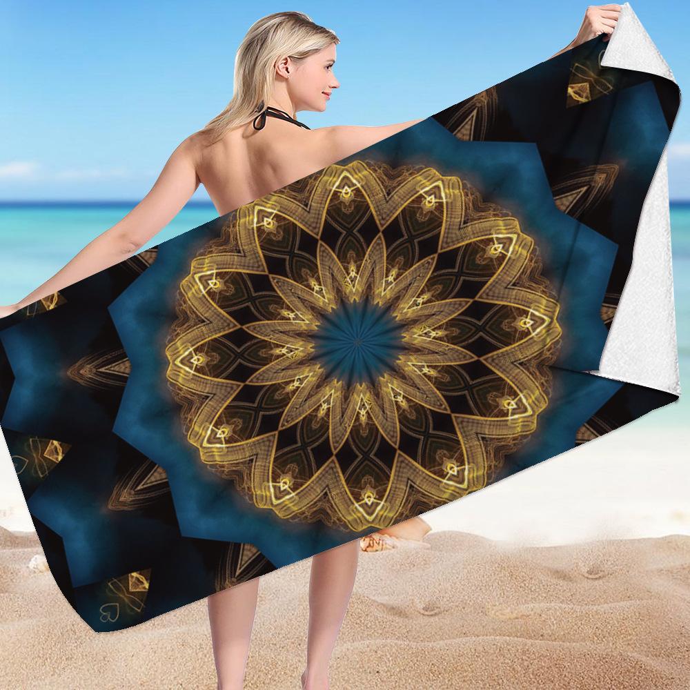 Mantra Beach Collection Digital-printed Polyester Superfine Fiber Double-sided Fleece Beach Vacation Bath Towel, Beach Towel
