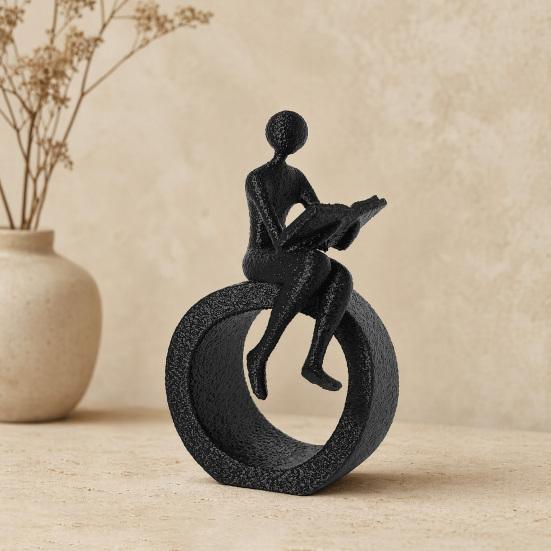 Jijijing 3D Printed Reading Figurine, Abstract Reader Statue for Home Decor, Modern Minimalist Sculpture Bookshelf Desk Office Ornament