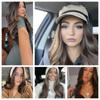 HAIRCUBE Long Wavy Middle Part Synthetic Wigs for Black Women Black Brown Heat Resistant Fake Hair Wig Daily Cosplay Party