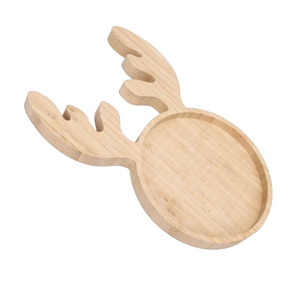 Xmas Wood Serving Platter Reindeer Shaped Snack Appetizer Tray Cheese Charcuterie Board   Salad Plate Holiday Decorative Round Dessert Dish