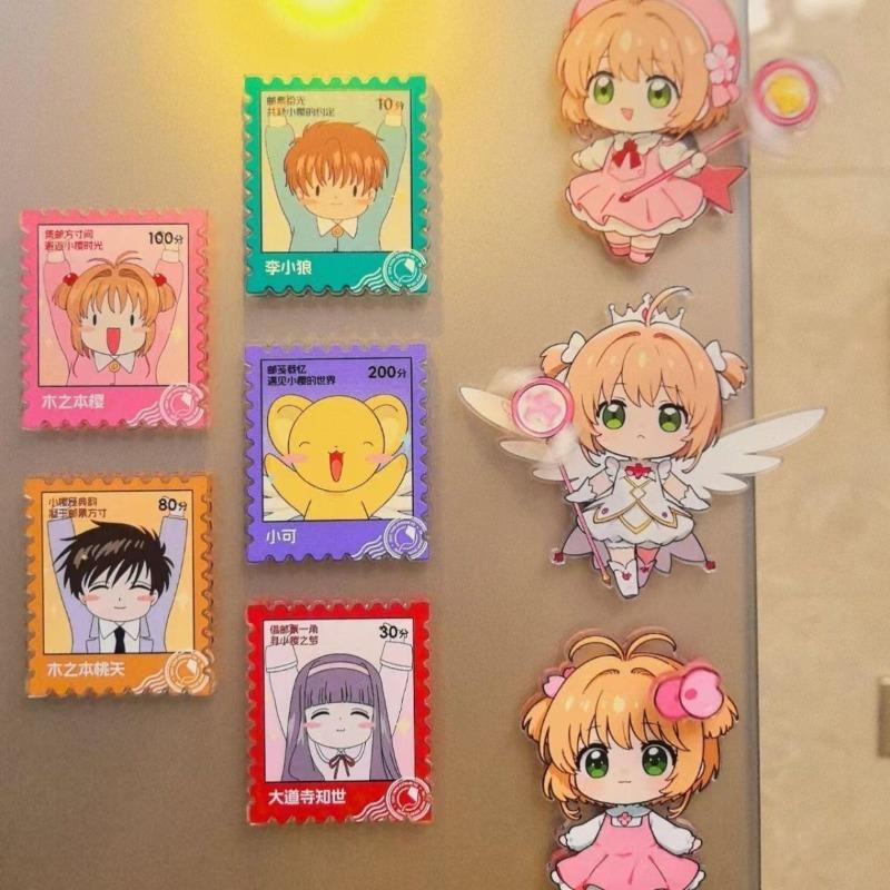 Kawaii Magical Girl Fridge Magnet Rotatable Cartoon Figure Ornament Creative Home Decoration Best Friend Gift