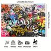 2D Urban Graffiti Art Tapestry, Abstract Colorful Wall Hanging