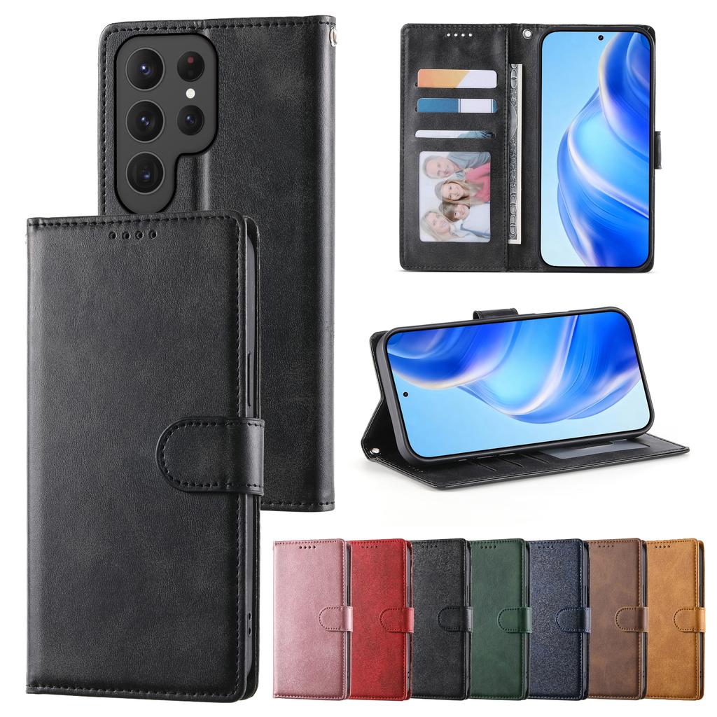 Business Magnetic Cards Solt Wallet Flip Case For Samsung S25 Ultra S24 Plus S23 S22 A16 Leather Wallet Stand Book Pocket Cover