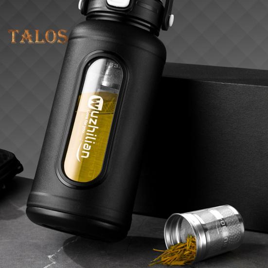 1500ml skleněná láhev na pití se slámovou rukojetí Nerezový čajový spařovač a silikonové pouzdro s ochranou proti úniku motivační láhev na vodu pro každodenní pití