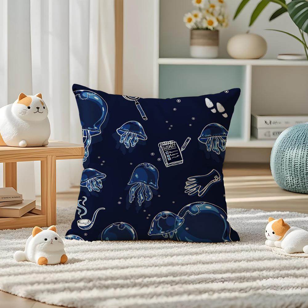 Dekorative Blaue Geometrie Kissenbezug Seidig elegant Komfort Sofa Bett Unsichtbarer Reißverschluss