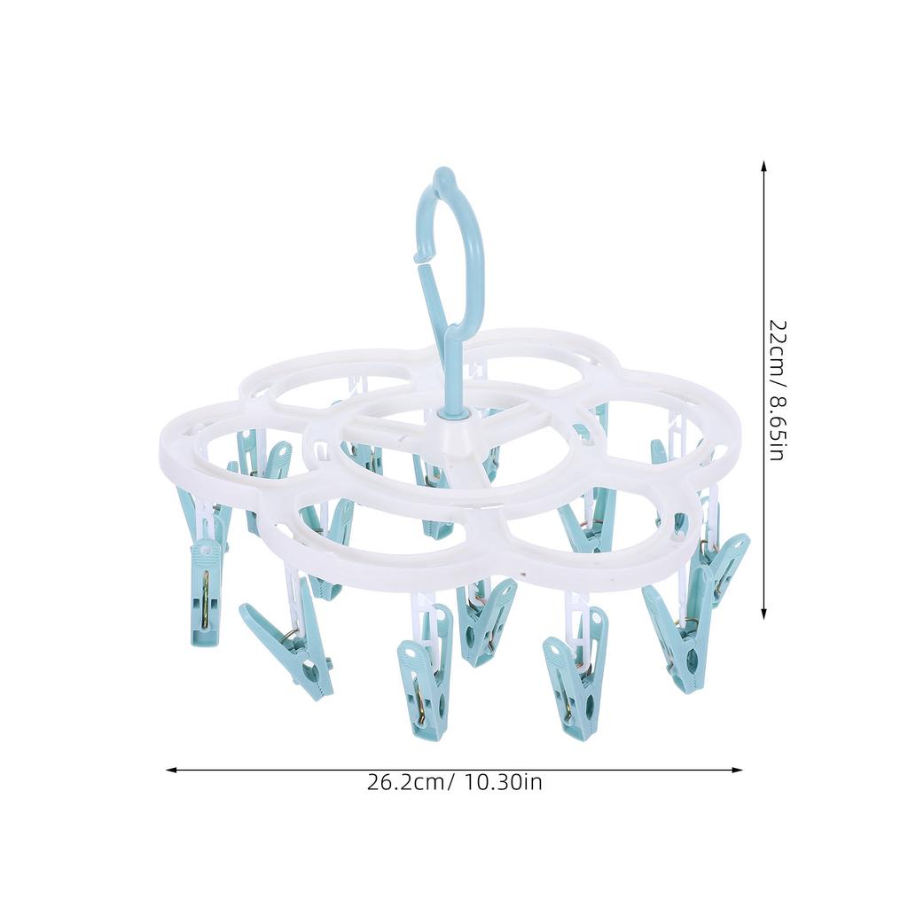 1Pcs Plum Blossom Socks Drying Rack Sturdy Clip Hanger Windproof Drip Hanger Household Clothes Stand Blue Windproof Drying Rack