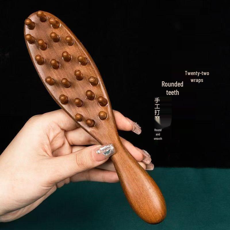 Sandalwood Meridian Massage Comb: 22 Needles, Smooth Round Teeth for Full Body & Scalp Cleaning