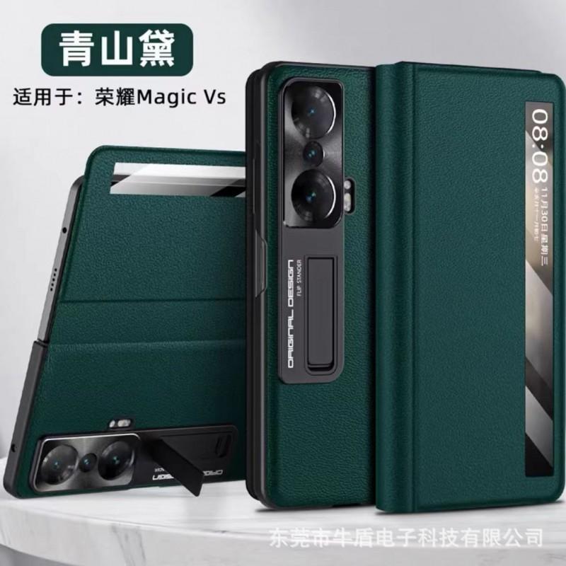 Full Coverage Foldable Phone Case Honor Magic V With Hinge Protection Stand Support Anti Drop Leather Cover