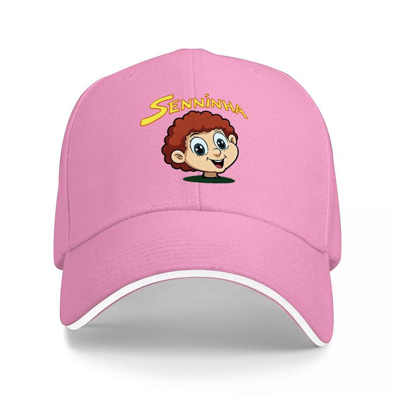 Casquette de Baseball Caractère de dessin animé Senninha Noir avec Texte Jaune et Design Cheveux Rouges pour Adultes et Fans d'Animation Classique