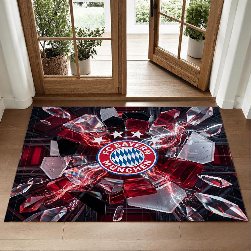 Bayern Munich Design Crystal Velvet Rug Soft Decorative Mat for Bedroom Entrance