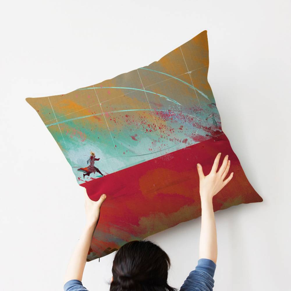 

Anime T-Trigun S-Stampede Pillow Covers Cartoon Sofa Decorative Home Double-sided Printing Short Plush Cute Cushion Cover 12x12Inch