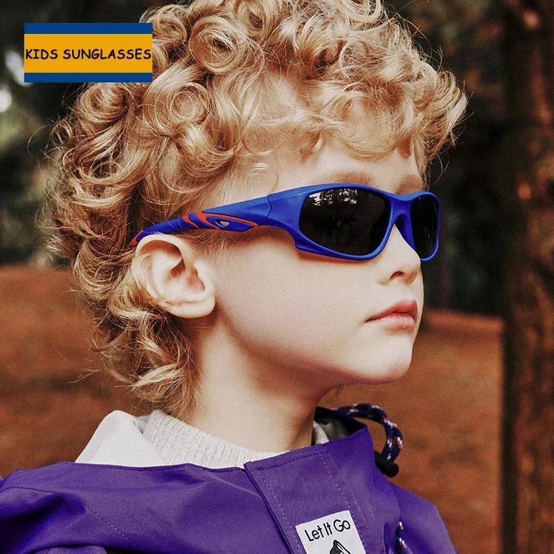 Kids Sunglasses TR90 Boys Girls Wrap Around Sport Sun Glasses Silicone Safety Glasses Gift for Children UV400 protection Eyewear