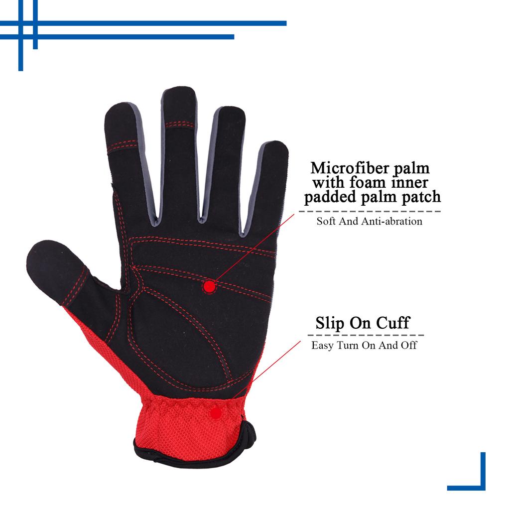 HANDLANDY Factory Light Duty Work Anti-silp Good Quality Anti-Vibration Touch Screen Mechanic Safety Work Gloves