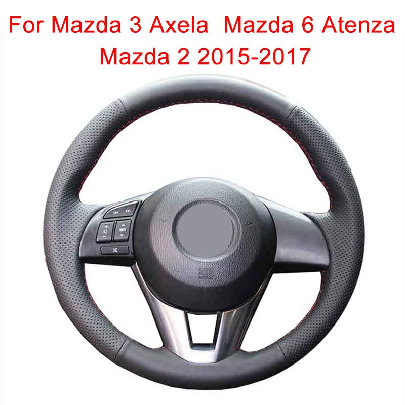

Чехол на рулевое колесо автомобиля по индивидуальному заказу для Mazda 3 Axela 2013-2016 Mazda 6 Atenza 2014-2017 Mazda 2 кожаная оплетка для рулевого управления