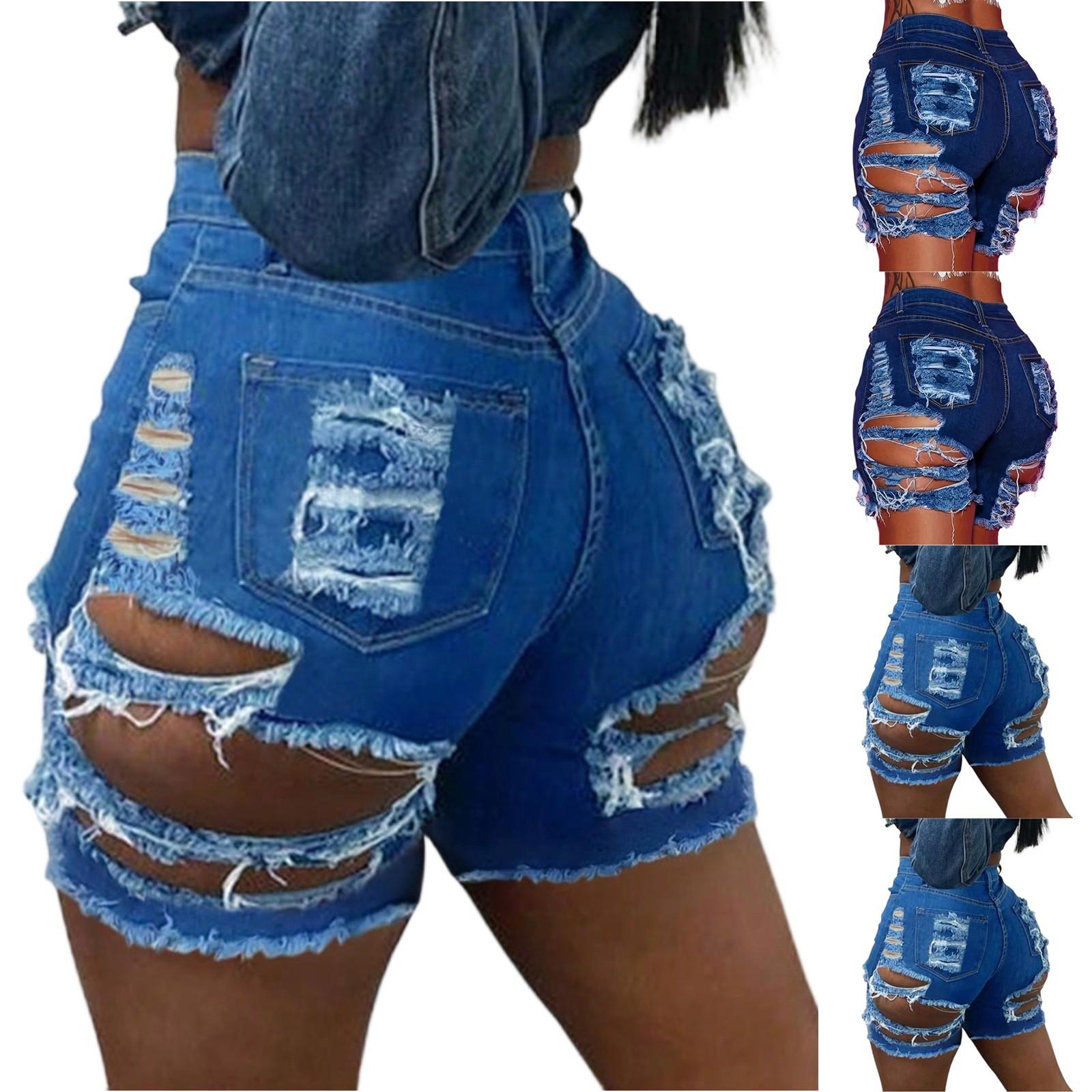 

Women s Jeans Retro Solid Color High Waisted Design Denim Shorts XXL