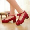 Plus Size 32-43 Girls High Heel Shoes Women's Platform Pumps Shoes Sweet Bowknot Kids Princess Party JK Uniform Shoes T Strap