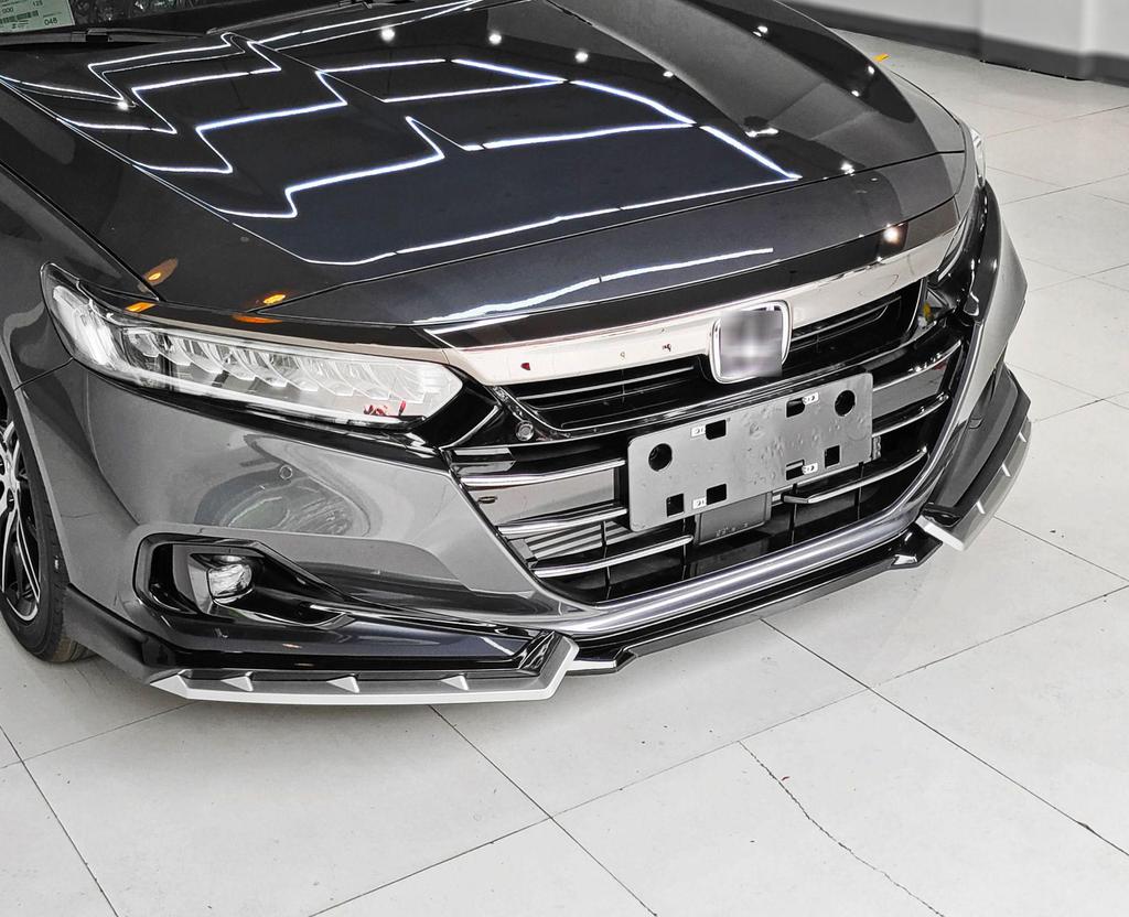 Compatible 2022 Honda Accord 10.5th Gen Aerodynamic Kit: Front Lip, Side Skirts, Rear Spoiler.