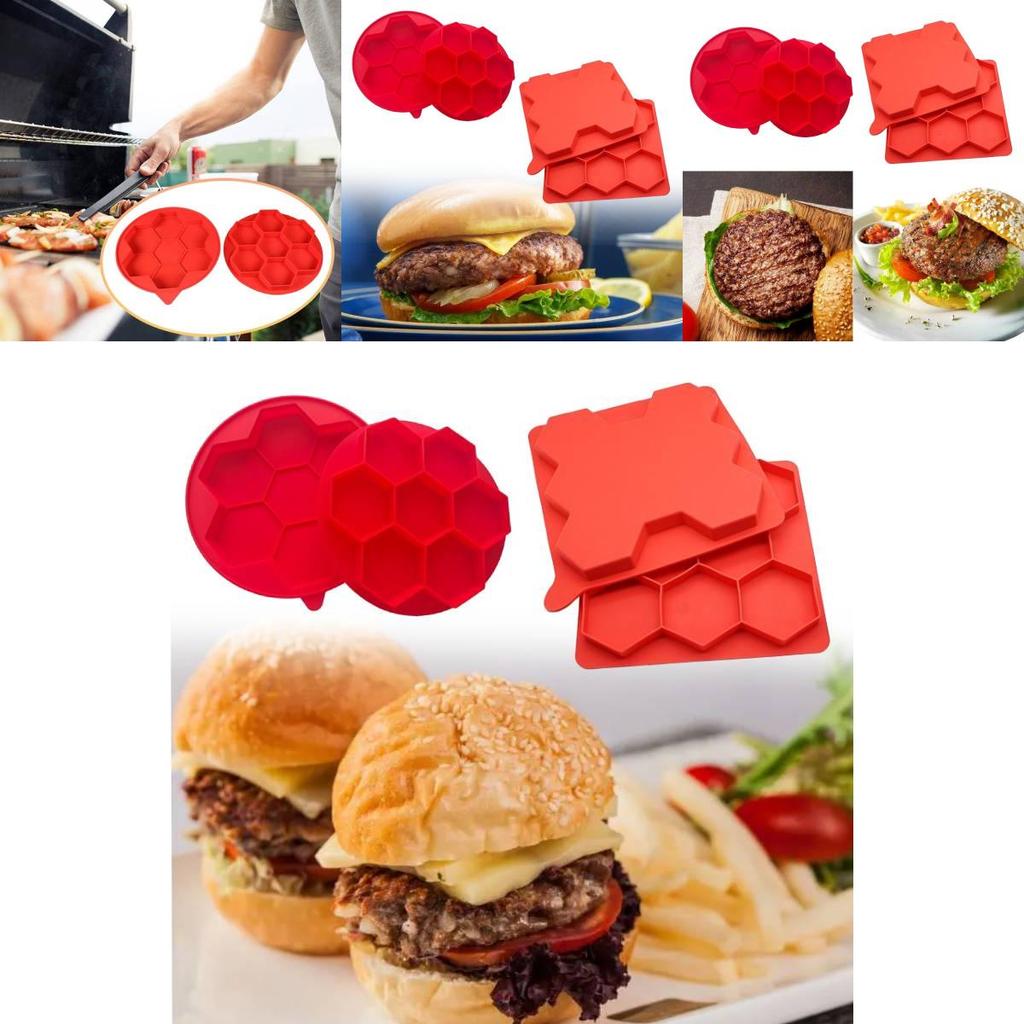 Versatile Eight Cavity Silicone Hamburger Patty Maker For Homemade Burger Delights