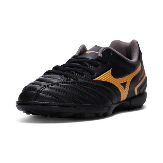 Mizuno Scarpe da Calcio per Bambini con Erba Artificiale Resistenti Basse Nere e Oro Scarpe da Calcio per Bambini P1GE232550