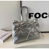 Women Bowknot Pu Shoulder Bag Large Capacity Bag With Adjustable Shoulder Strap Shopping Bag Stylish Fashion Solid Color Handbag