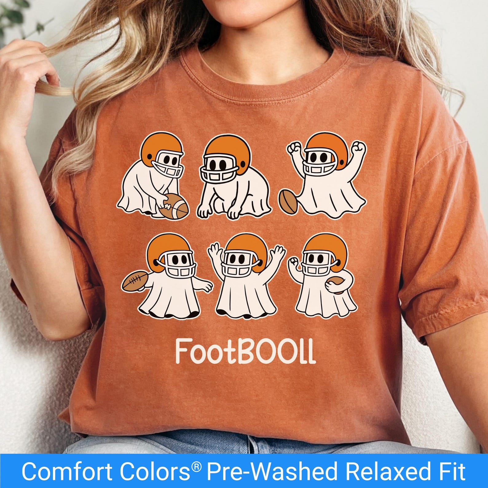 Funny Halloween Ghost Shirt, Comfort Colors FootBOOl T Shirt, Funny Football Tee, Ghost Halloween Shirt, Cute Spooky Season Gift S