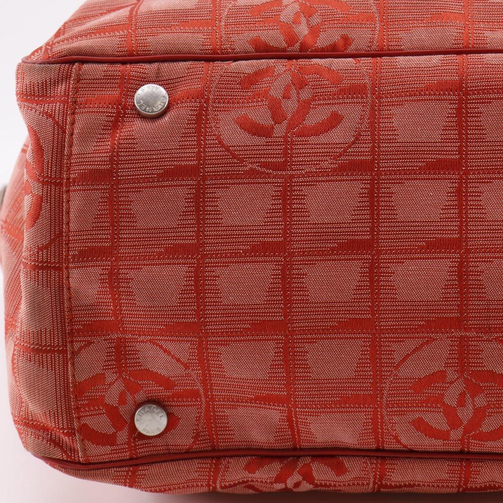 Chanel Tote TGM Tote Bag A15826 New Travel Line Red Nylon Canvas Women Used