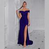 Rochie de seară nouă europeană și americană pentru petrecere Amazon, Rochie cu paiete, decolteu Bardot și crăpătură, Rochie de toast