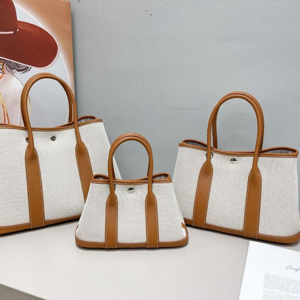 2024 Large Capacity Canvas and Cowhide Tote Bag for Women