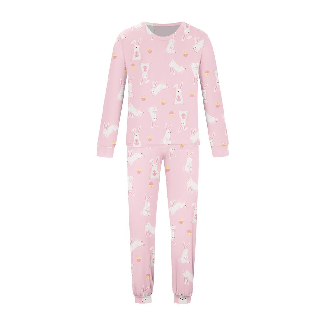 Print Cute Family Set Pajamas, Home Clothes, Family Set Long Sleeve Top Pants Set