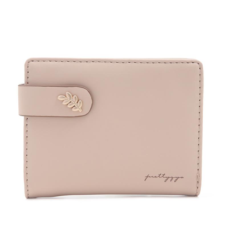 Women's Short Wallet with Simple Buckle and Multiple Card Slots Foldable Women's Coin Purse
