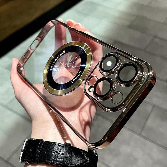 Luxury Magnetic For Magsafe Wireless Charge Clear Case For Iphone 14 Pro Max Plus 12 13 Plating Hard Pc Bumper Protection Cover