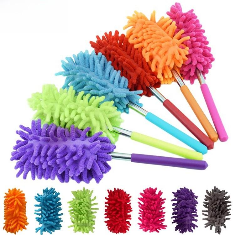 Stainless Steel Extendable Duster With Synthetic Fiber Head For Home Cleaning