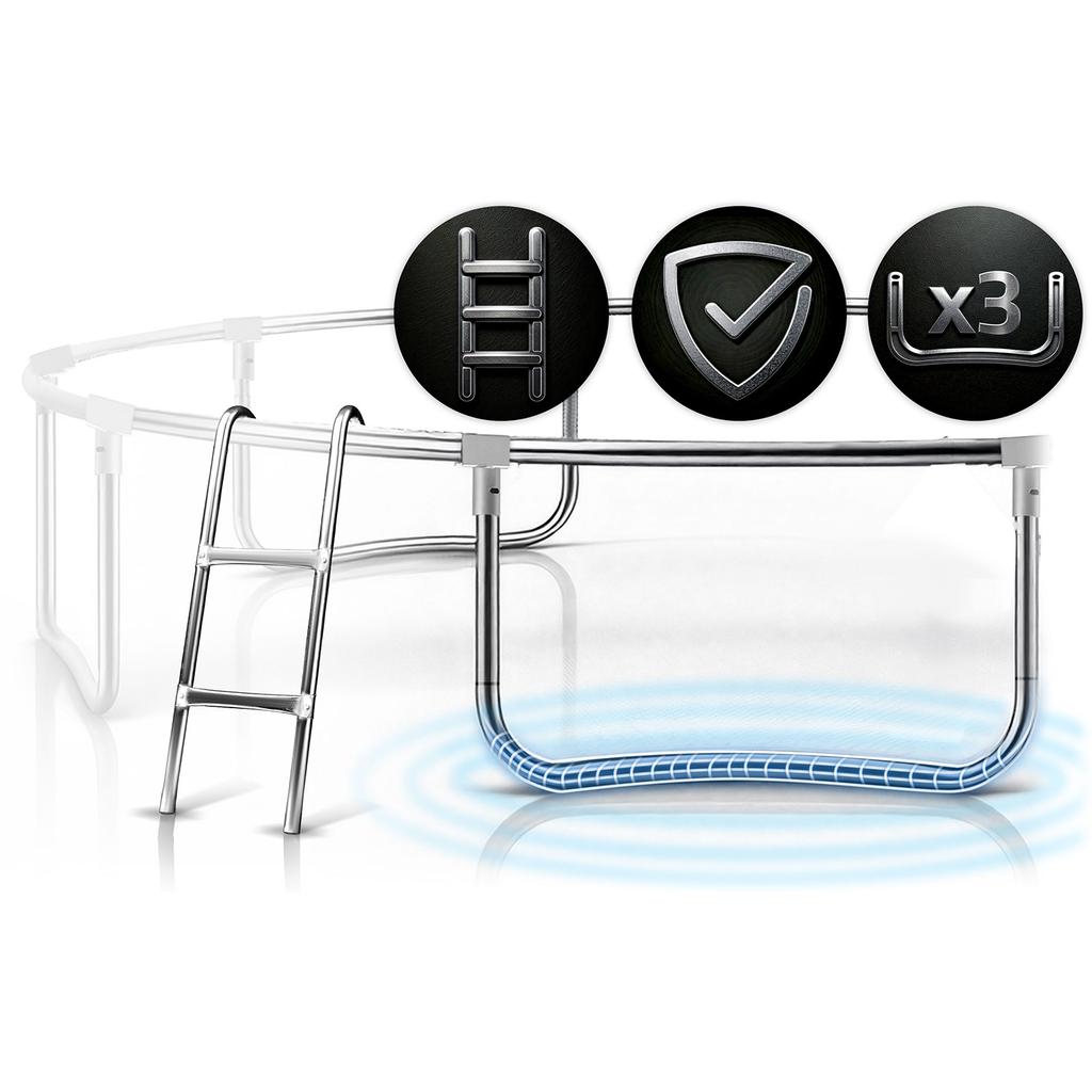 Trampolina Ogrodowa 10Ft/312Cm Z Siatką Zewnętrzną I Drabinką Neo-Sport
