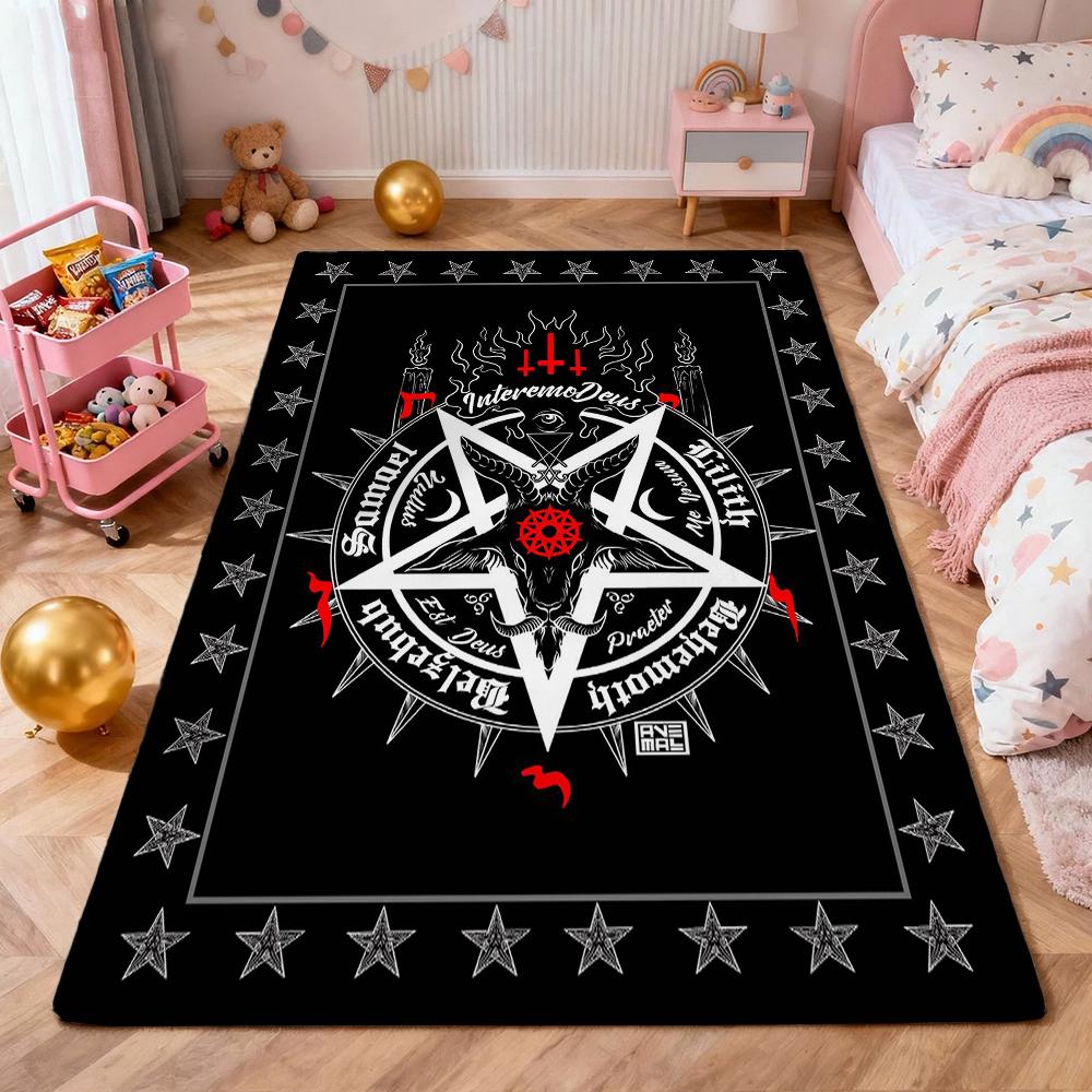 Dark Occult Pentagram Ritual Theme Indoor Rug Allseason Carpet For Bedroom Study Home Decor Halloween Gift