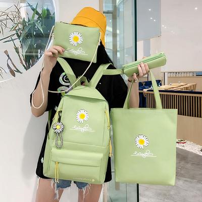 4PCS Student Rugzak Combo Set Madeliefje Schooltas Tiener Meisjes Handtas Rugzak Grote Capaciteit Schoudertas Etui