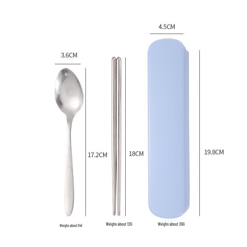 Portable Stainless Steel Cutlery Set: Fork, Spoon & Chopsticks - Ideal for Students & Outdoor Use