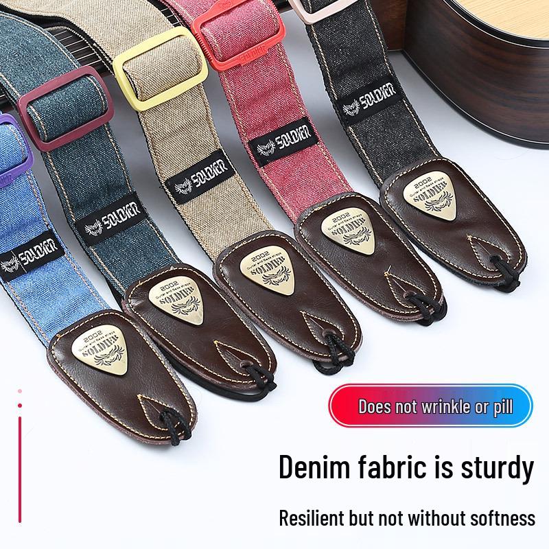 Perseus Soldier Guitar Strap: Genuine Leather, Wide Shoulder Design for Acoustic, Electric Guitar & Bass